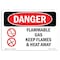 Signmission OSHA Sign, 7" Height, 10" Width, Rigid Plastic, Flammable Gas Keep Flames And Heat Away, Landscape OS-DS-P-710-L-1238 - alternate 1